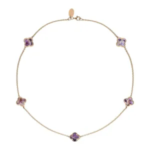 9ct Rose Gold Blue John Bloom Four Leaf Clover Necklace
