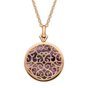 9ct Rose Gold Blue John Flore Filigree Necklace