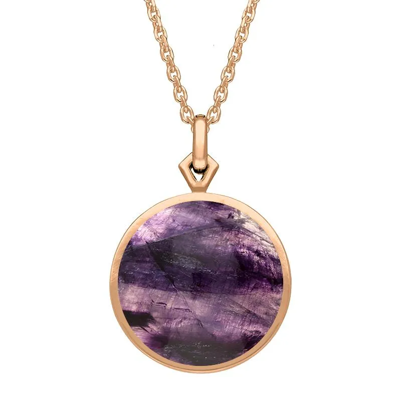9ct Rose Gold Blue John Flore Filigree Necklace