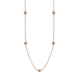 9ct Rose Gold Blue John Heart Link Disc Chain Necklace