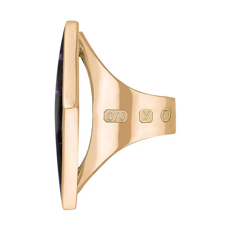 9ct Rose Gold Blue John King's Coronation Hallmark Large Rhombus Ring D