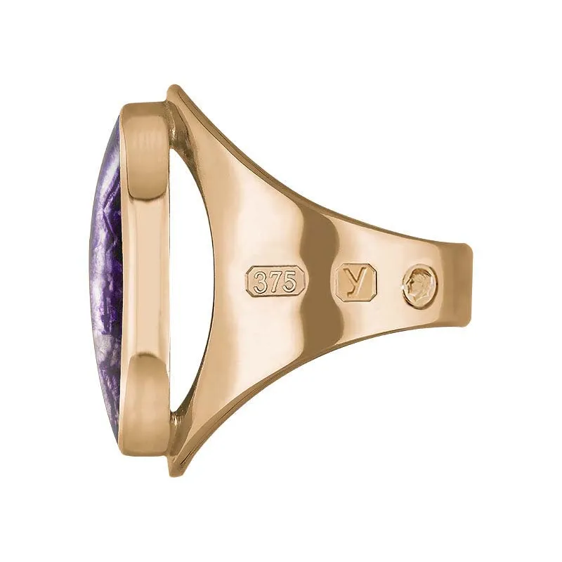 9ct Rose Gold Blue John King's Coronation Hallmark Medium Oval Ring D