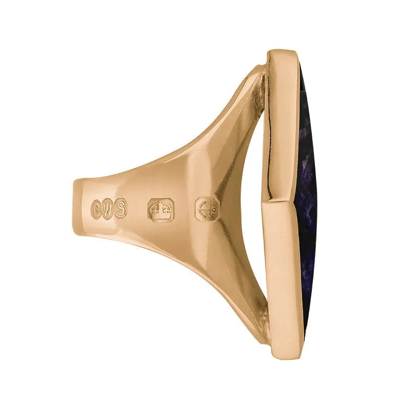 9ct Rose Gold Blue John King's Coronation Hallmark Medium Rhombus Ring D