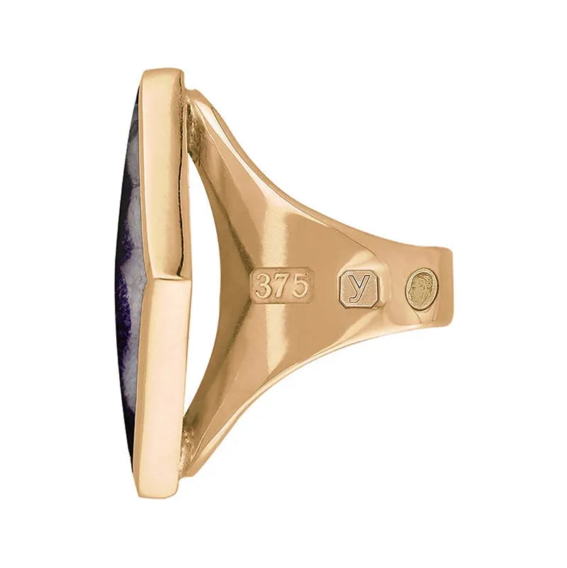 9ct Rose Gold Blue John King's Coronation Hallmark Medium Rhombus Ring D