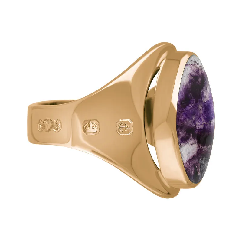 9ct Rose Gold Blue John King's Coronation Hallmark Small Oval Ring D