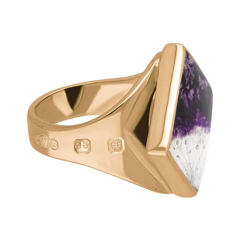 9ct Rose Gold Blue John King's Coronation Hallmark Small Rhombus Ring D