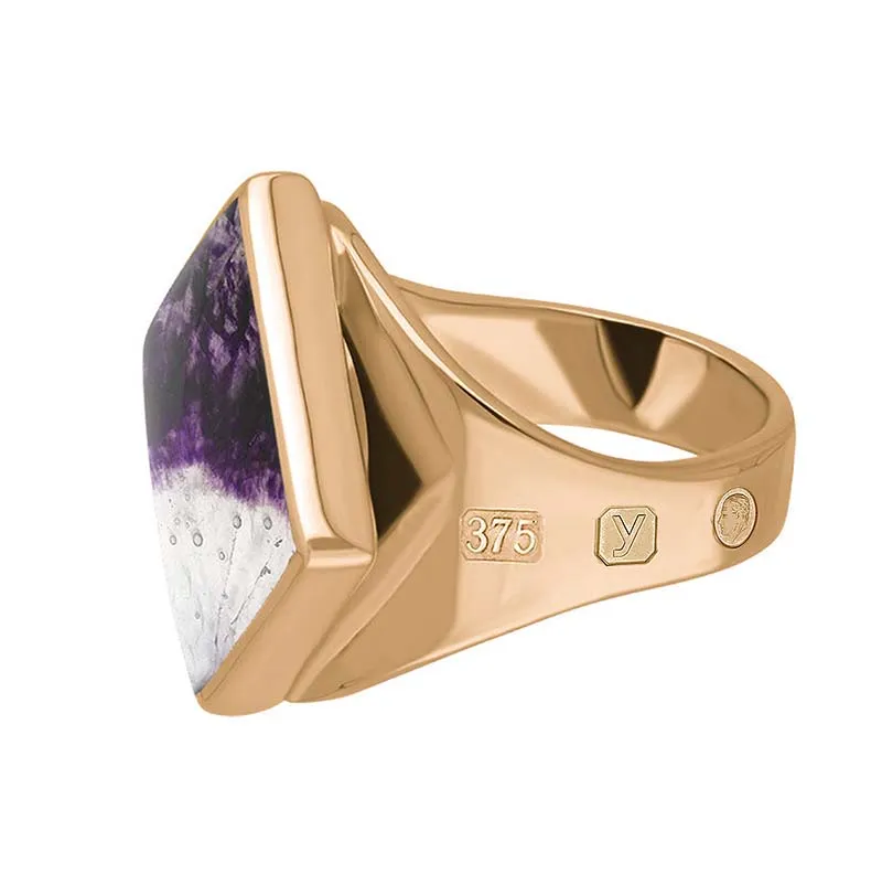 9ct Rose Gold Blue John King's Coronation Hallmark Small Rhombus Ring D
