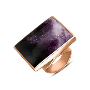 9ct Rose Gold Blue John Large Square Ring