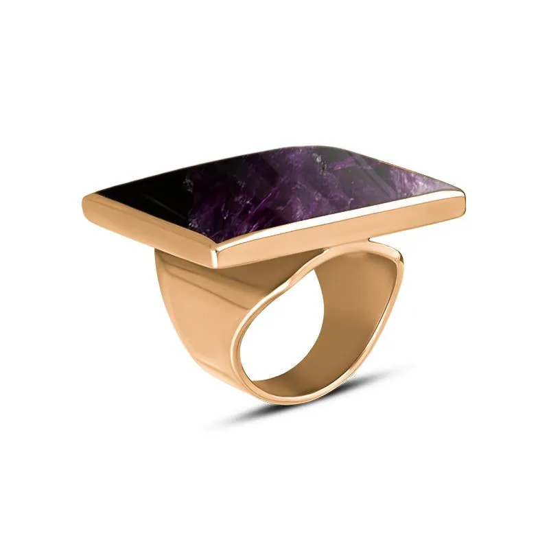 9ct Rose Gold Blue John Large Square Ring