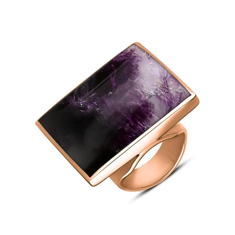 9ct Rose Gold Blue John Large Square Ring