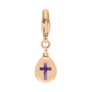 9ct Rose Gold Blue John Pear Shaped Cross Clip Charm