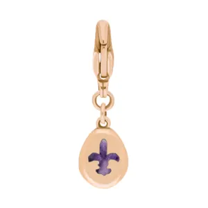 9ct Rose Gold Blue John Pear Shaped Fleur De Lis Clip Charm