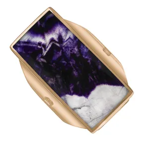 9ct Rose Gold Blue John Queen's Jubilee Hallmark Large Oblong Ring D