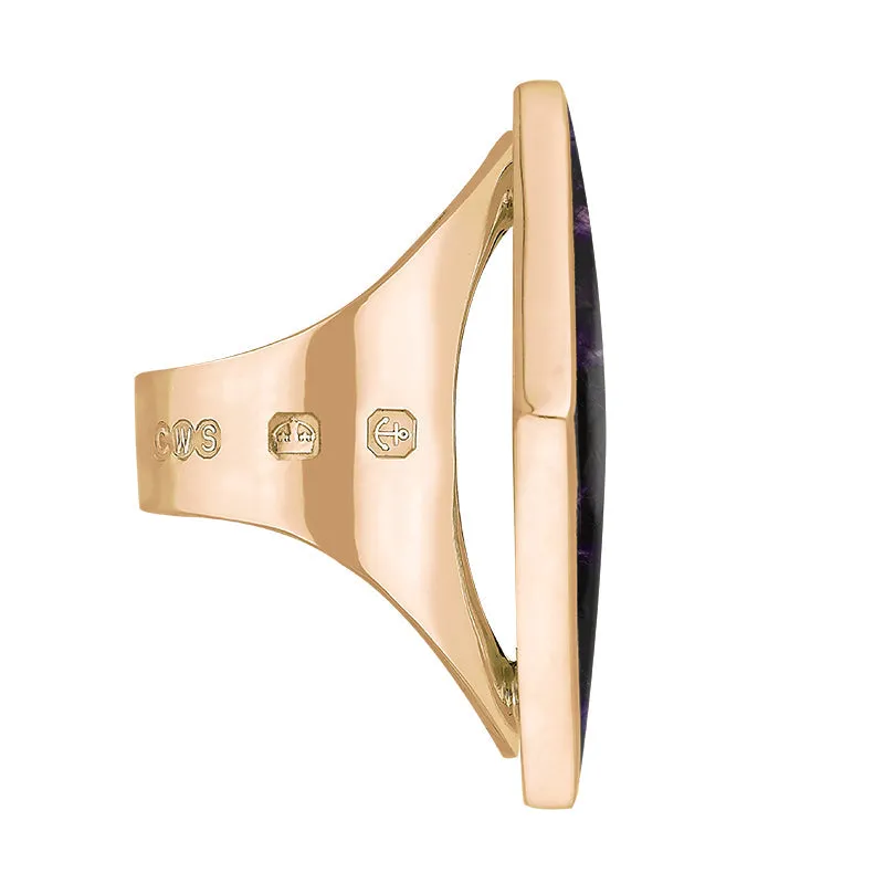 9ct Rose Gold Blue John Queen's Jubilee Hallmark Large Rhombus Ring D