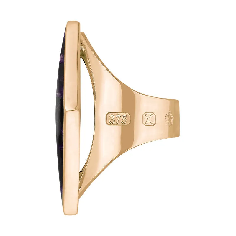 9ct Rose Gold Blue John Queen's Jubilee Hallmark Large Rhombus Ring D