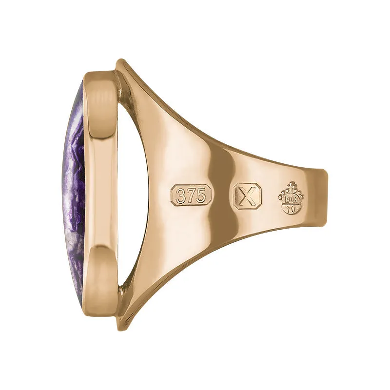9ct Rose Gold Blue John Queen's Jubilee Hallmark Medium Oval Ring D