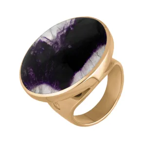 9ct Rose Gold Blue John Queen's Jubilee Hallmark Medium Round Ring D