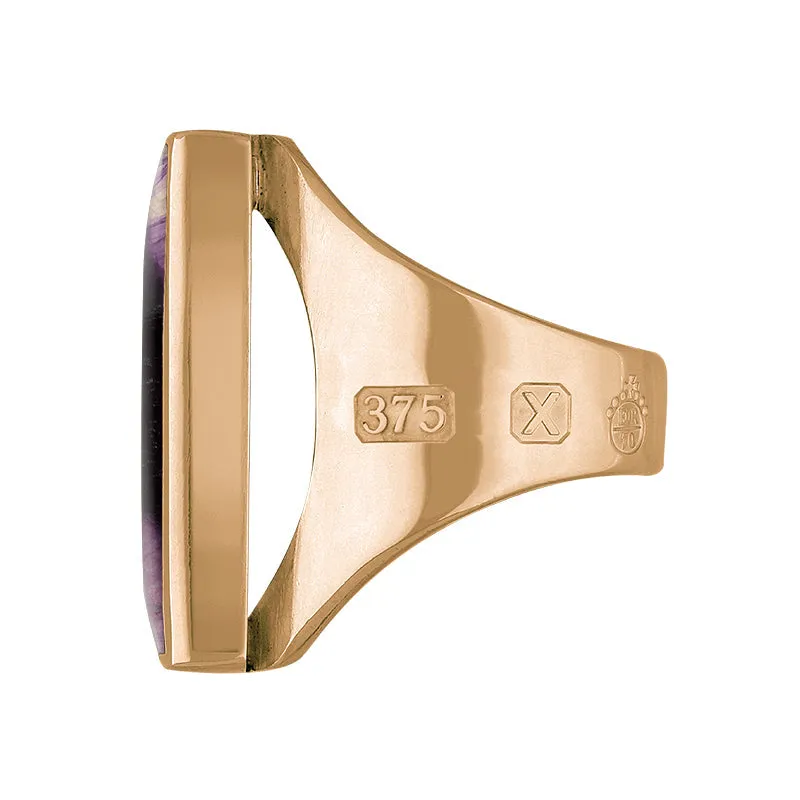 9ct Rose Gold Blue John Queen's Jubilee Hallmark Medium Square Ring D