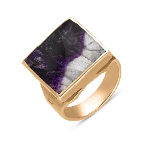 9ct Rose Gold Blue John Queen's Jubilee Hallmark Small Square Ring D