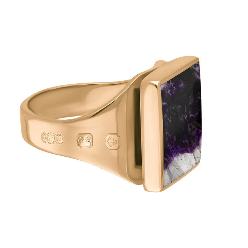9ct Rose Gold Blue John Queen's Jubilee Hallmark Small Square Ring D