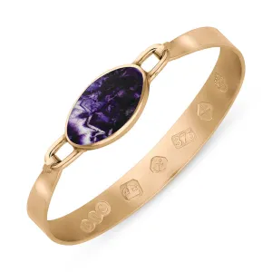 9ct Rose Gold Blue John Queen's Jubilee Hallmark Wide Oval Bangle D