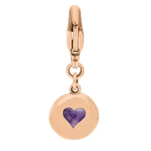 9ct Rose Gold Blue John Round Shaped Heart Clip Charm
