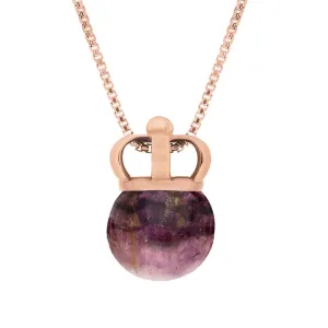 9ct Rose Gold Blue John Royal Crown 11mm Bead Pendant