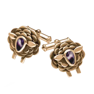 9ct Rose Gold Blue John Sheep Cufflinks