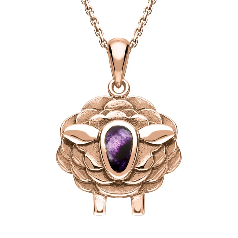 9ct Rose Gold Blue John Sheep Necklace