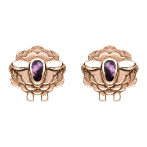 9ct Rose Gold Blue John Sheep Stud Earrings