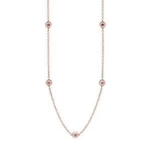 9ct Rose Gold Blue John Star Link Disc Chain Necklace