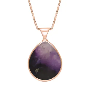 9ct Rose Gold Blue John Whitby Jet Queens Jubilee Hallmark Double Sided Pear-shaped Necklace D