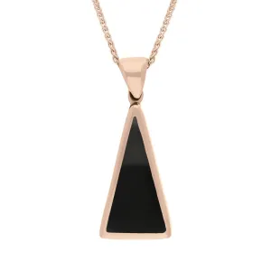 9ct Rose Gold Blue John Whitby Jet Small Double Sided Triangular Fob Necklace