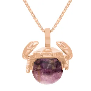 9ct Rose Gold Blue John Zodiac Cancer 8mm Bead Pendant