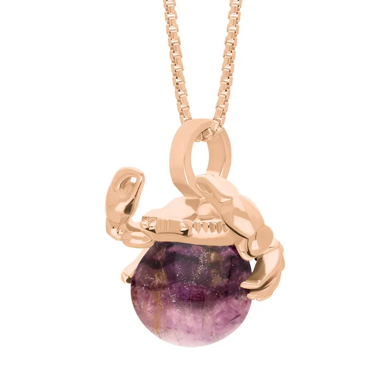 9ct Rose Gold Blue John Zodiac Cancer 8mm Bead Pendant