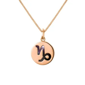 9ct Rose Gold Blue John  Zodiac Capricorn Round Necklace