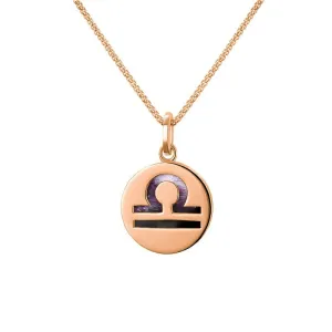9ct Rose Gold Blue John  Zodiac Libra Round Necklace