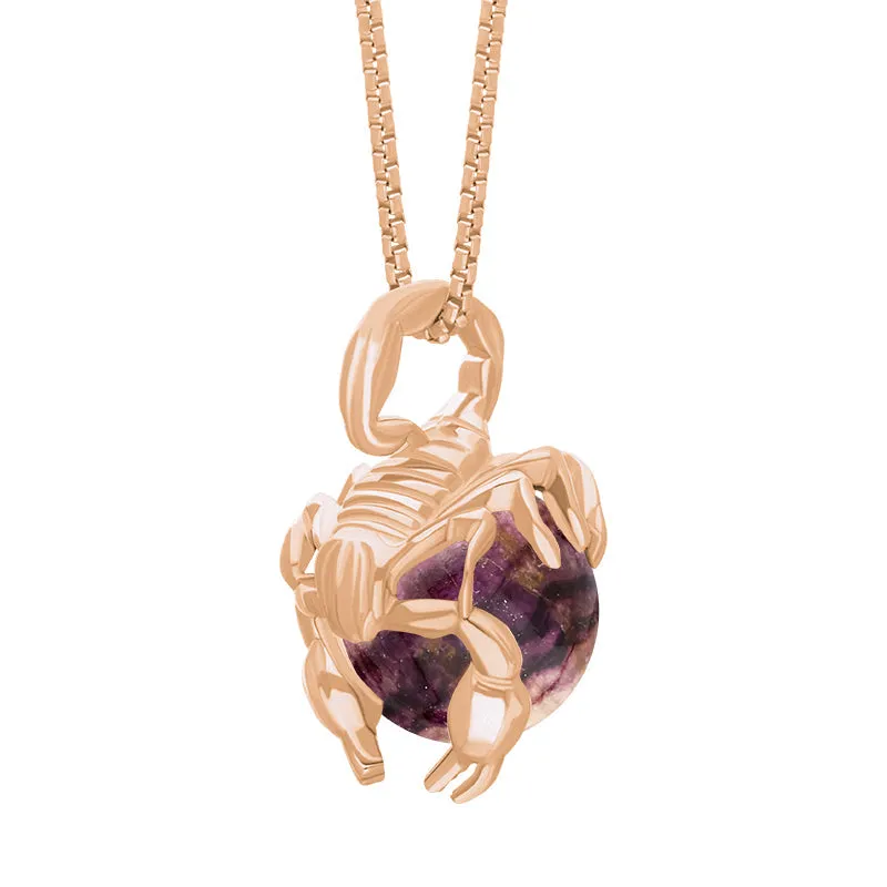 9ct Rose Gold Blue John Zodiac Scorpio 9mm Bead Pendant