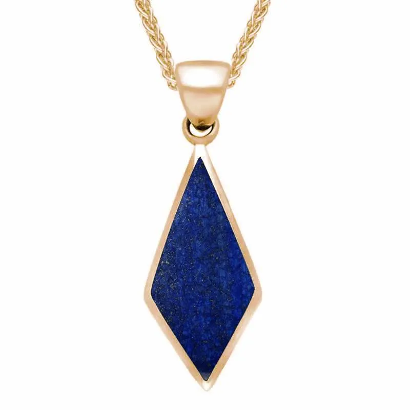 9ct Rose Gold Lapis Lazuli Diamond Shaped Necklace