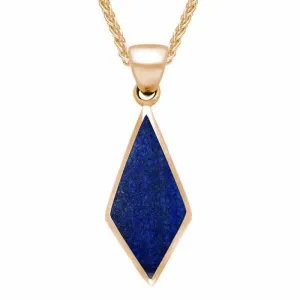 9ct Rose Gold Lapis Lazuli Diamond Shaped Necklace