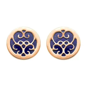 9ct Rose Gold Lapis Lazuli Flore Filigree Stud Earrings