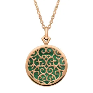 9ct Rose Gold Malachite Flore Filigree Necklace