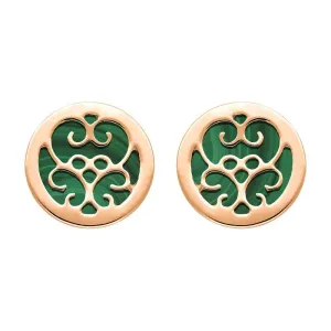 9ct Rose Gold Malachite Flore Filigree Stud Earrings