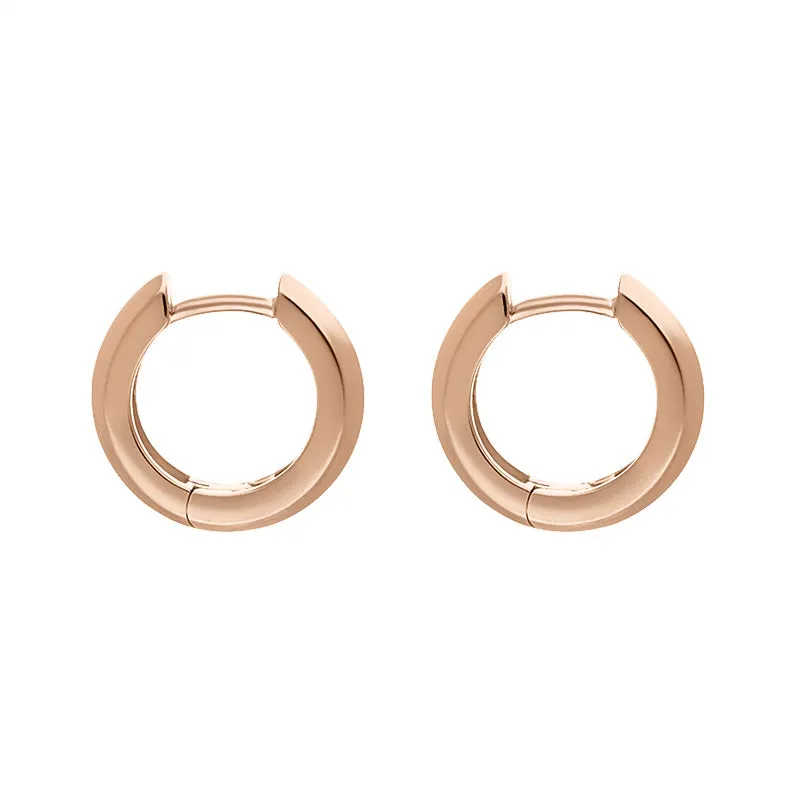 9ct Rose Gold Round Domed Hoop Earrings