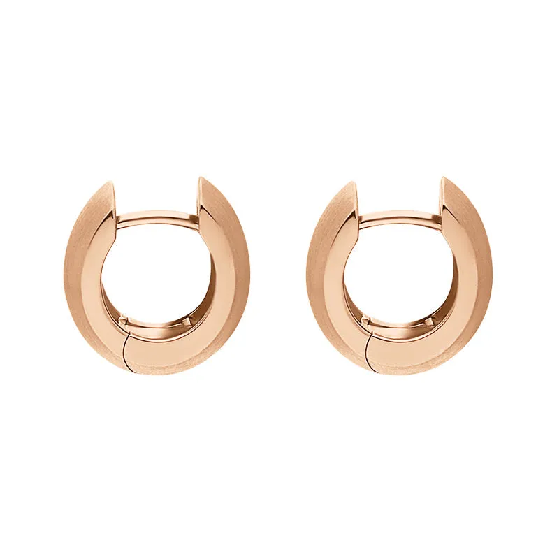 9ct Rose Gold Satin Domed Hoop Earrings