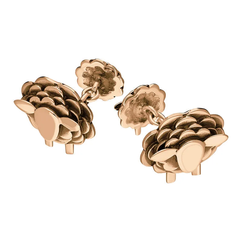 9ct Rose Gold Sheep Chain Link Cufflinks