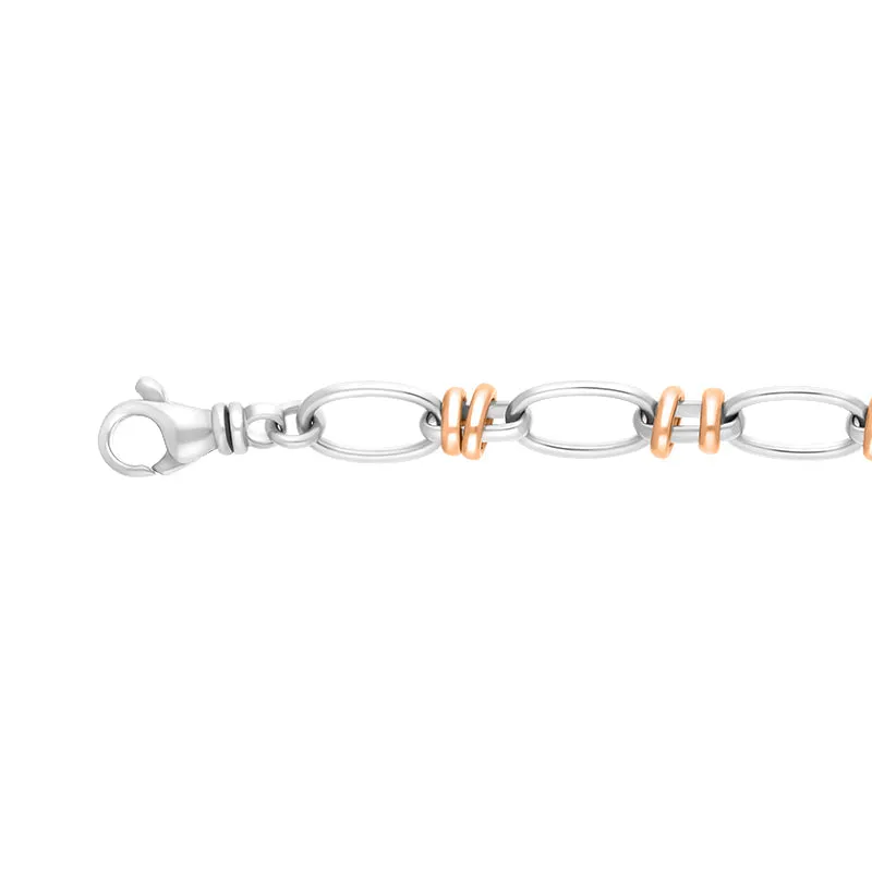 9ct Rose Gold Sterling Silver Handmade Cable Chain Bracelet D