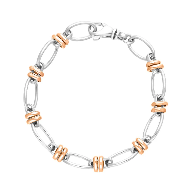 9ct Rose Gold Sterling Silver Handmade Cable Chain Bracelet D