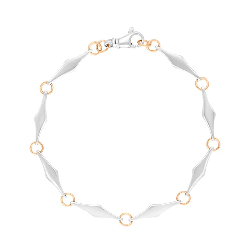 9ct Rose Gold Sterling Silver Rhombus Handmade Bracelet D