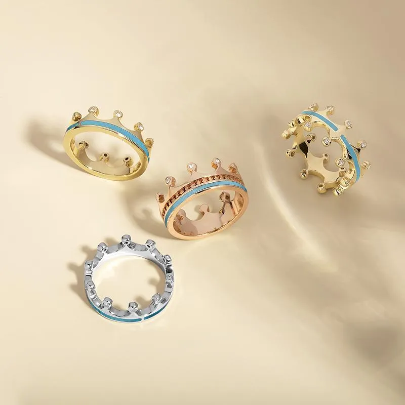 9ct Rose Gold Turquoise Diamond Tiara Double Band Ring